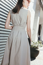 Load image into Gallery viewer, Beige Tailored Midi Dress