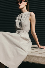 Load image into Gallery viewer, Beige Tailored Midi Dress