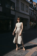 Load image into Gallery viewer, Beige Tailored Midi Dress