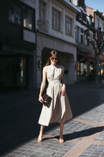 Load image into Gallery viewer, Beige Tailored Midi Dress