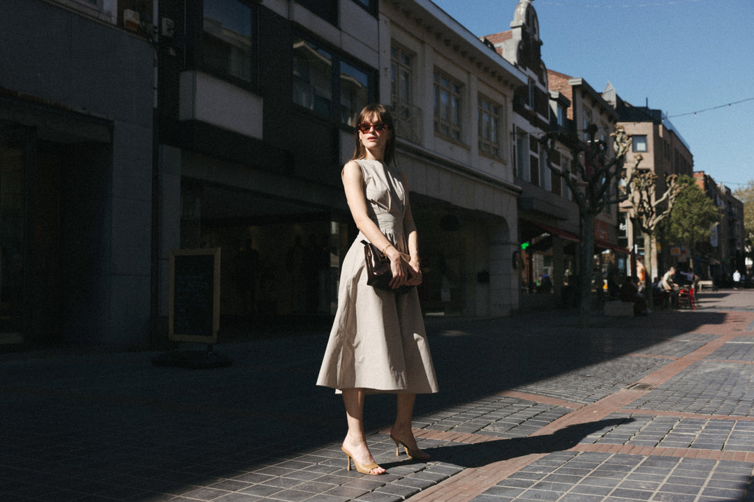 Beige Tailored Midi Dress