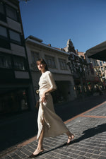 Load image into Gallery viewer, Beige Draped Midi Dress