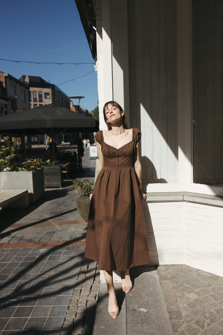 Cocoa Muse Cotton Midi Dress