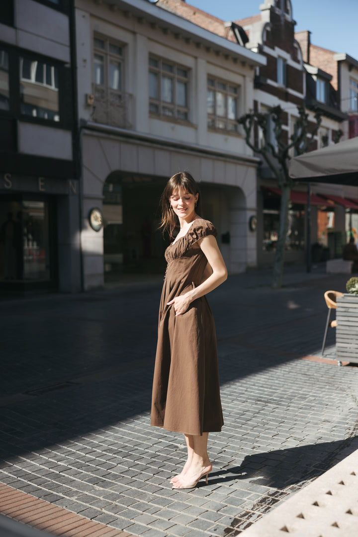 Cocoa Muse Cotton Midi Dress