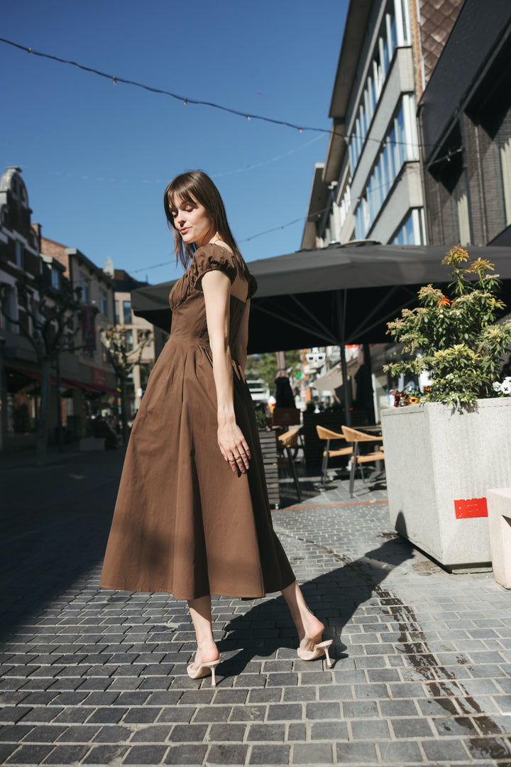 Cocoa Muse Cotton Midi Dress
