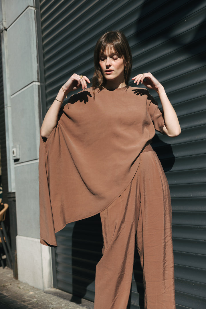 Cocoa Asymmetric Blouse