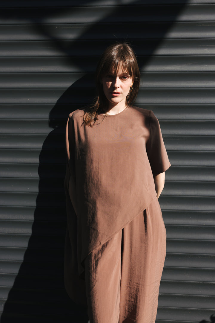 Cocoa Asymmetric Blouse