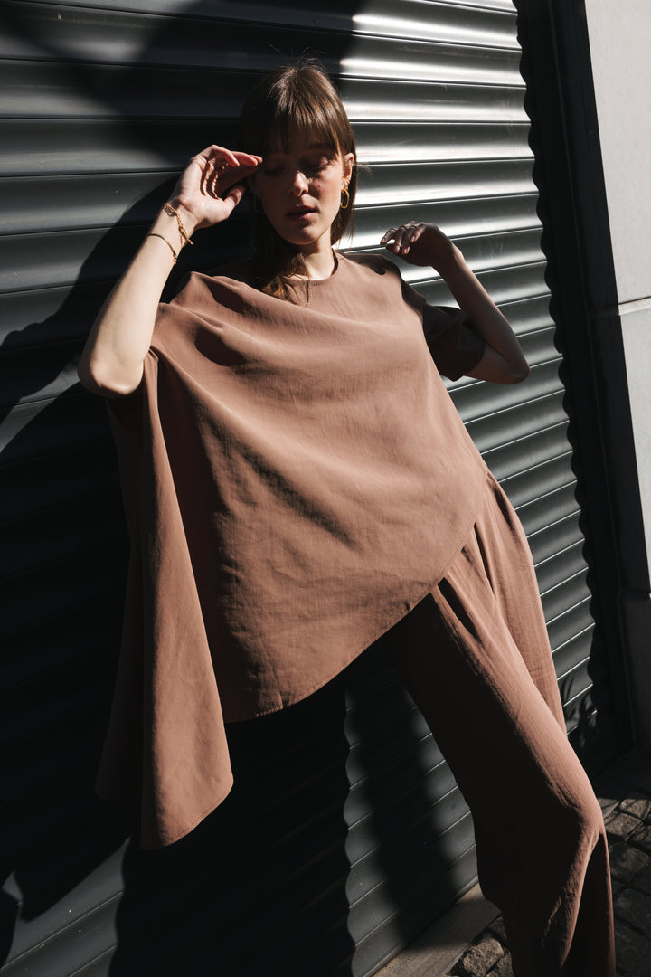 Cocoa Asymmetric Blouse