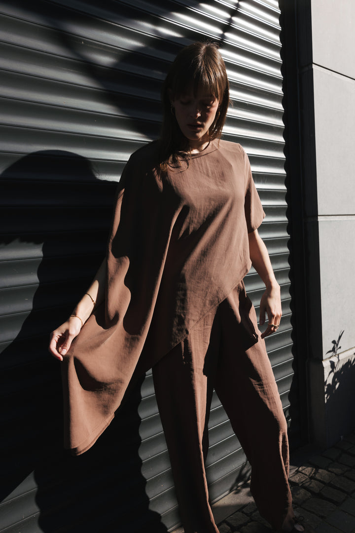 Cocoa Asymmetric Blouse