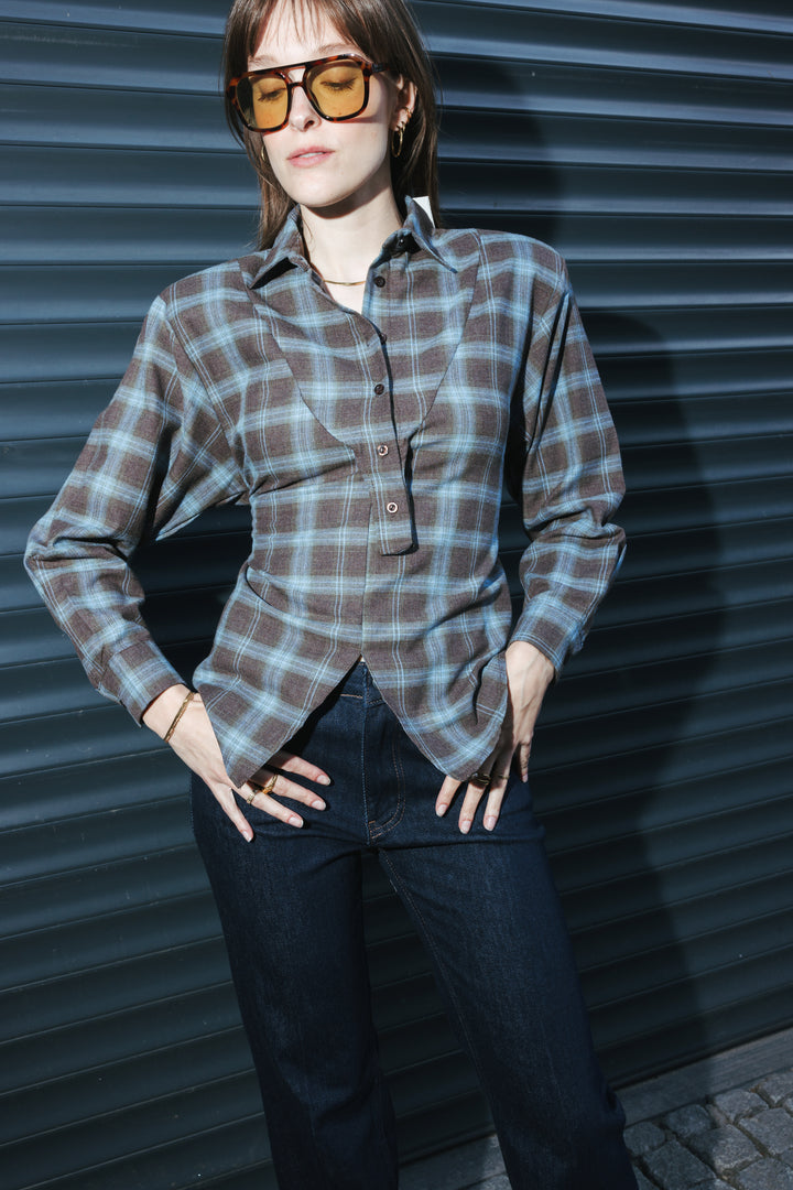 Plaid Tie-Back Shirt