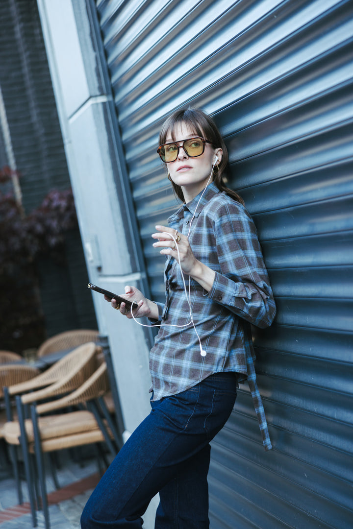 Plaid Tie-Back Shirt