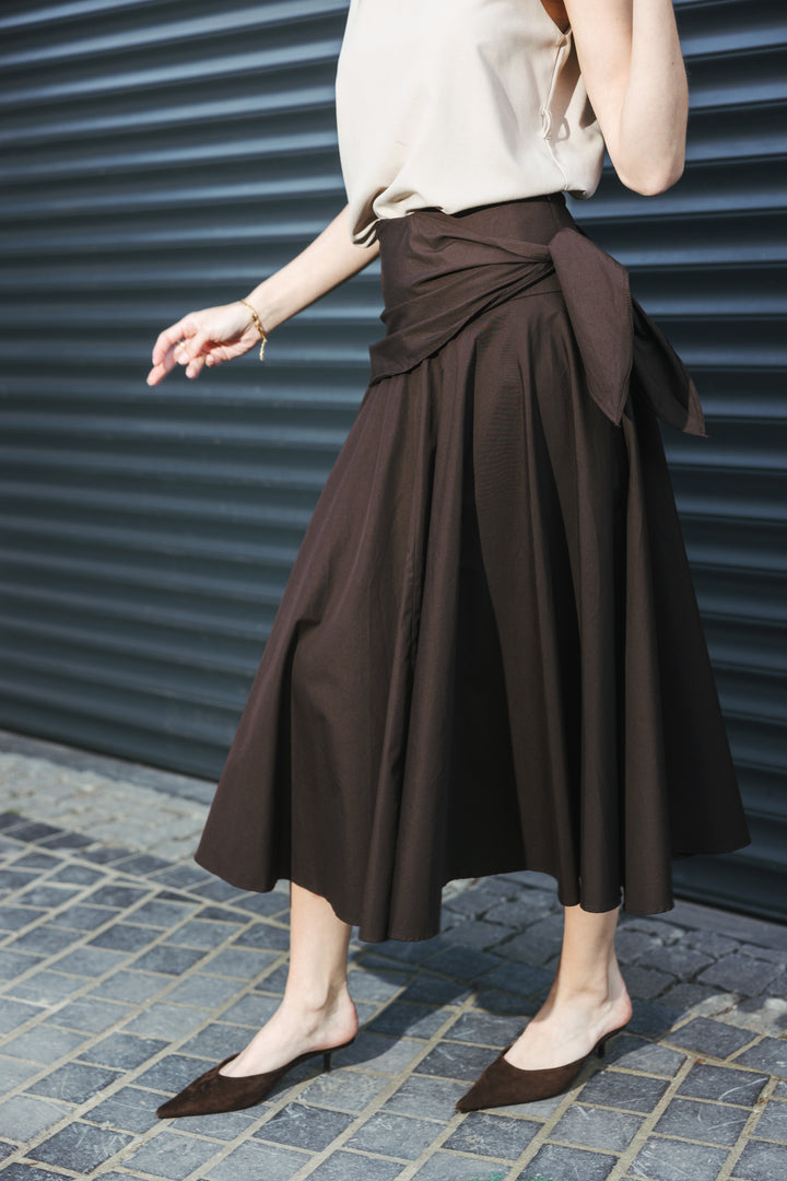 Brown Wrap Detail Skirt