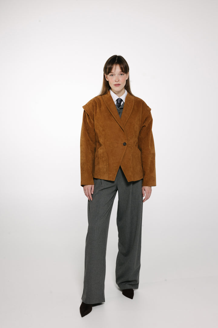 Tailored Faux Suede Blazer