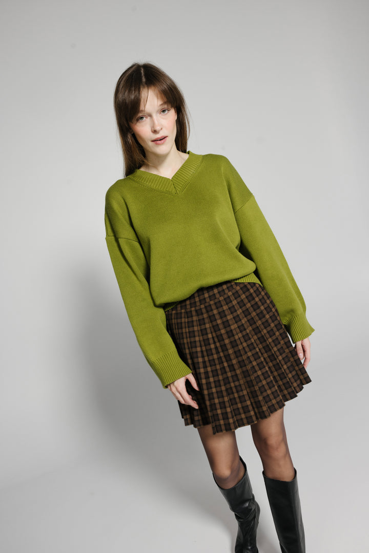 Plaid Pleated Mini Skirt