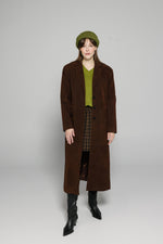Load image into Gallery viewer, Long Faux Suede Trench Coat