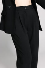 Load image into Gallery viewer, Black Straight Trousers with Button Accent