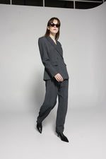 Load image into Gallery viewer, Grey Straight Trousers with Button Accent