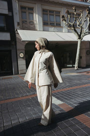 Cotton Tie-Back Set with Wide Sleeves – Butter Yellow