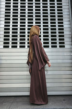 Load image into Gallery viewer, Satin Abaya Dress – Brown