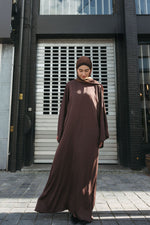 Load image into Gallery viewer, Satin Abaya Dress – Brown