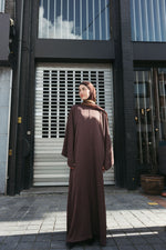 Load image into Gallery viewer, Satin Abaya Dress – Brown