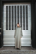 Load image into Gallery viewer, Satin Abaya Dress – Khaki
