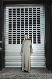 Satin Abaya Dress – Khaki