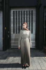Load image into Gallery viewer, Satin Abaya Dress – Khaki