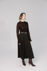 A-Line Midi Skirt - Brown