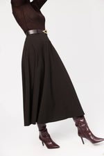 Load image into Gallery viewer, A-Line Midi Skirt - Brown