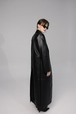 Load image into Gallery viewer, Long Faux Leather Statement Coat