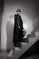 Load image into Gallery viewer, Long Faux Leather Statement Coat