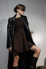Load image into Gallery viewer, Long Faux Leather Statement Coat