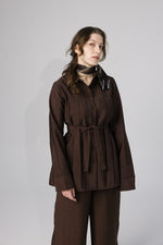 Load image into Gallery viewer, Brown Belted Two-Piece Set