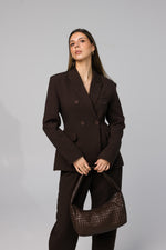 Load image into Gallery viewer, Brown Straight Trousers with Button Accent