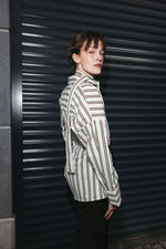 Load image into Gallery viewer, Tailored Poplin Shirt – Butter Yellow &amp; Brown Stripe