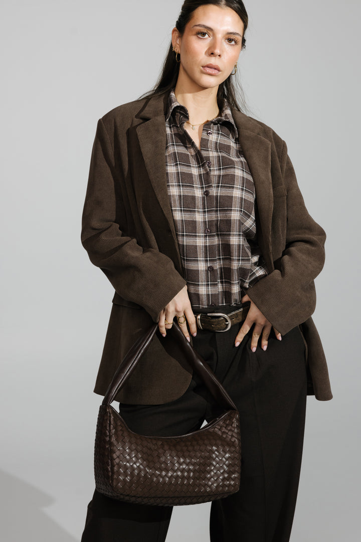 Plaid Cotton Shirt – Beige/Brown