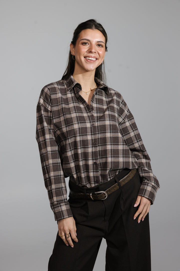 Plaid Cotton Shirt – Beige/Brown
