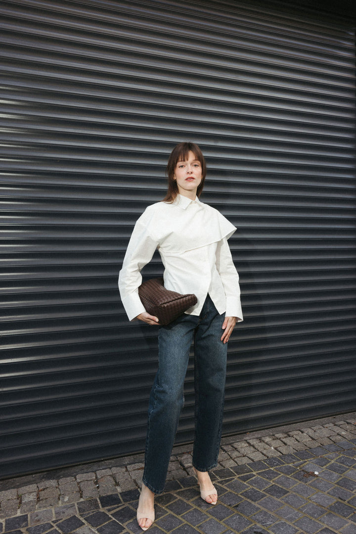 Shirt with Scarf Detail – White