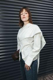 Shirt with Scarf Detail – White