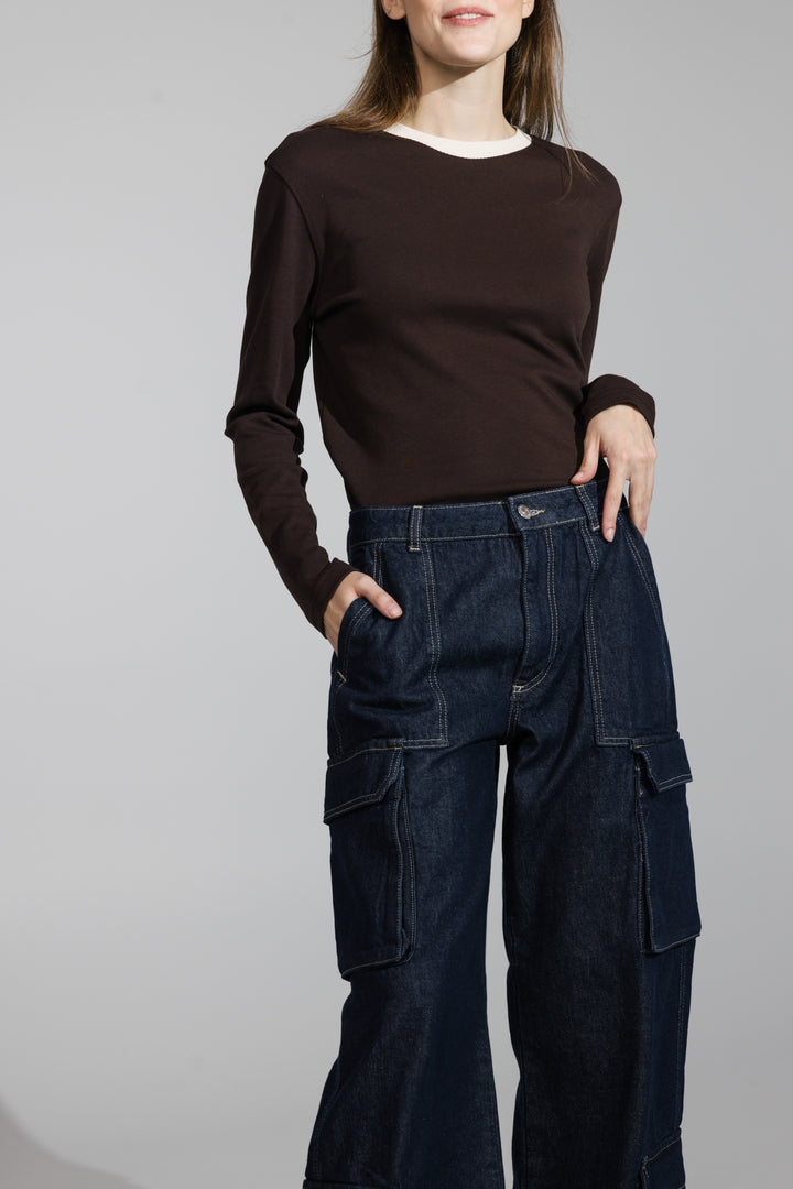 Fine-Knit Linen Sweater with Crew Neck