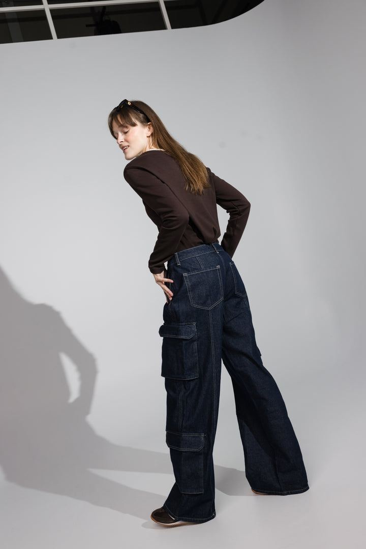Dark Blue Cargo Jeans