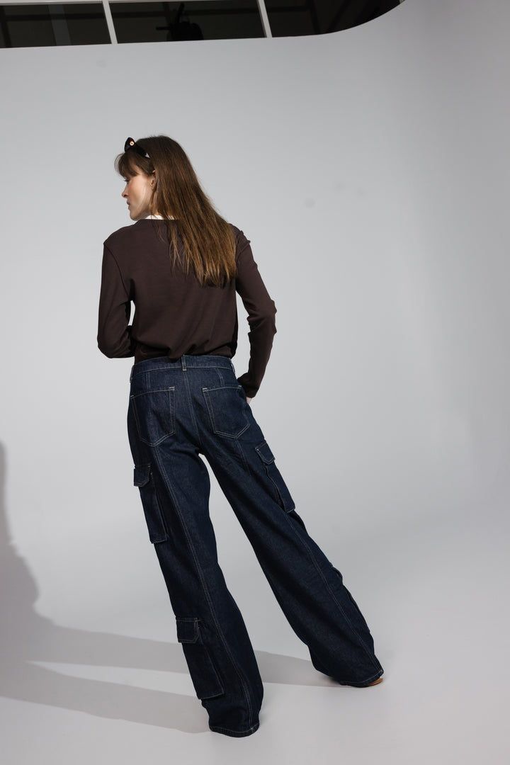 Dark Blue Cargo Jeans