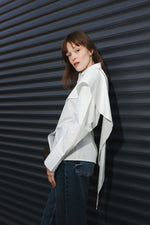 Load image into Gallery viewer, Shirt with Scarf Detail – White