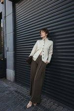Load image into Gallery viewer, Pleated Trousers with Belt – Brown