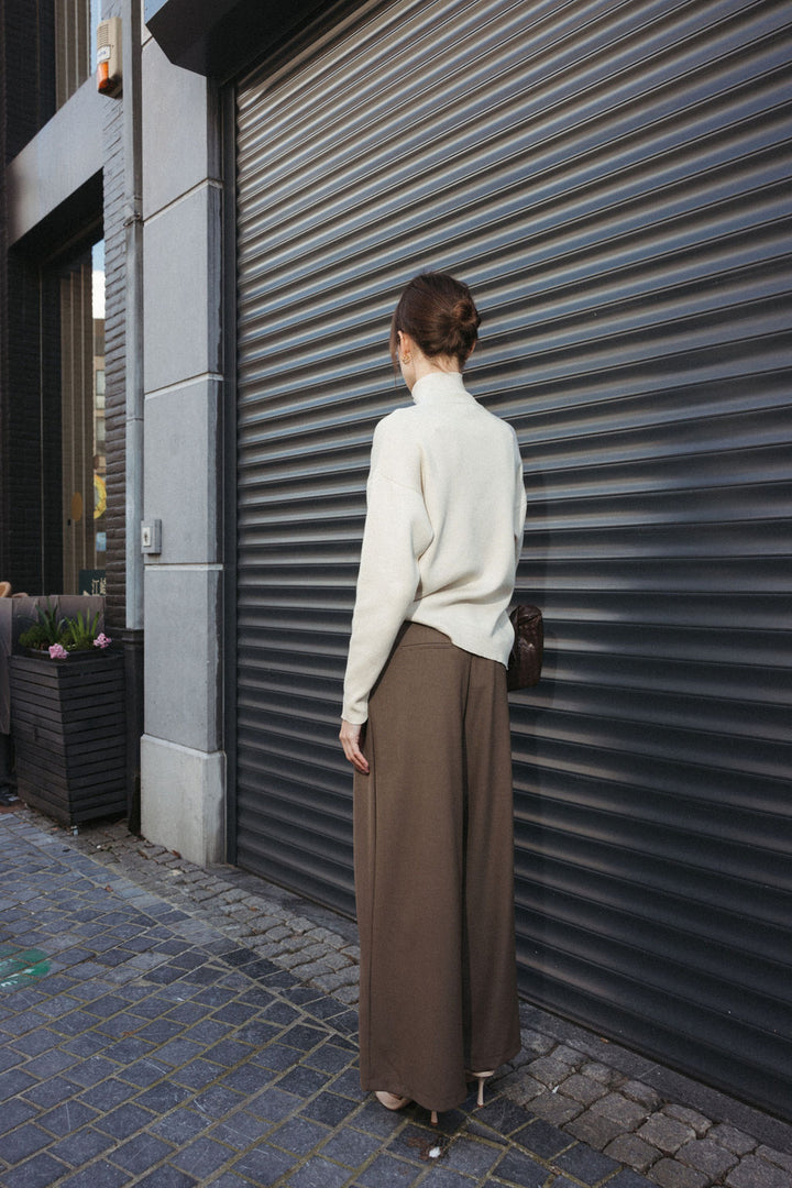 Pleated Trousers with Belt – Brown