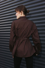 Load image into Gallery viewer, Tailored Shirt with Tie-Back – Brown