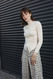 Asymmetric Cardigan with Stand Collar