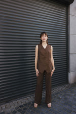 Load image into Gallery viewer, Tailored Buttoned Gilet – Brown