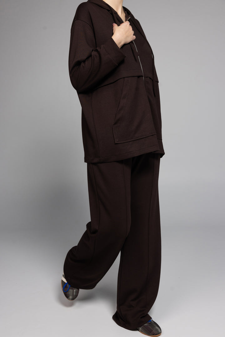 Zipped Lounge Set - Brown